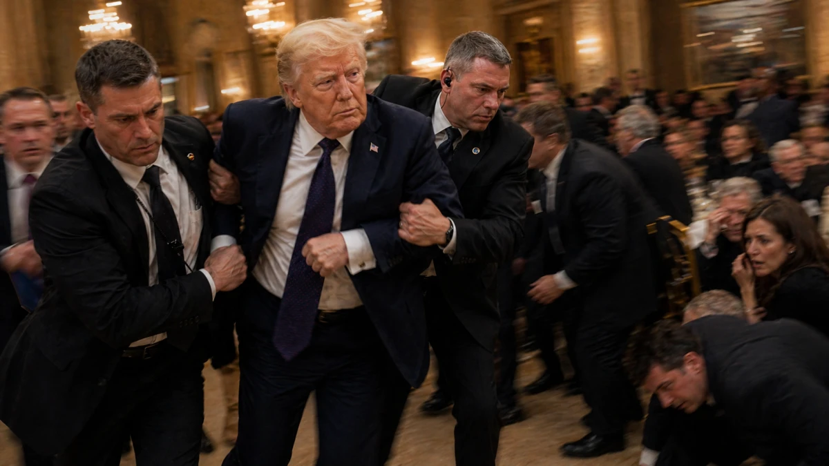 Donald Trump wird nach Schüssen bei einem Gala-Dinner von Sicherheitskräften evakuiert