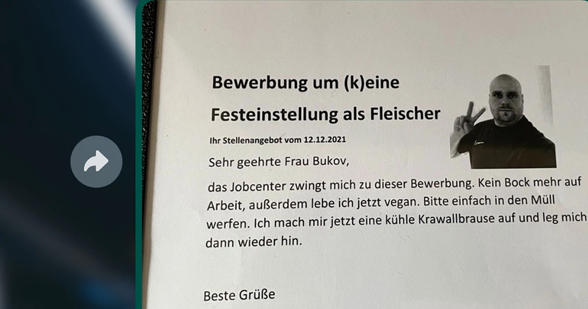 Wenn du von ihm eine Bewerbung bekommst