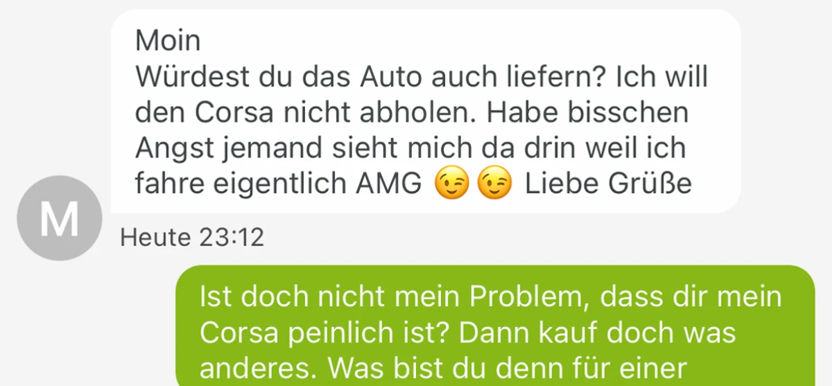 Er wollte unbedingt diesen Opel Corsa haben