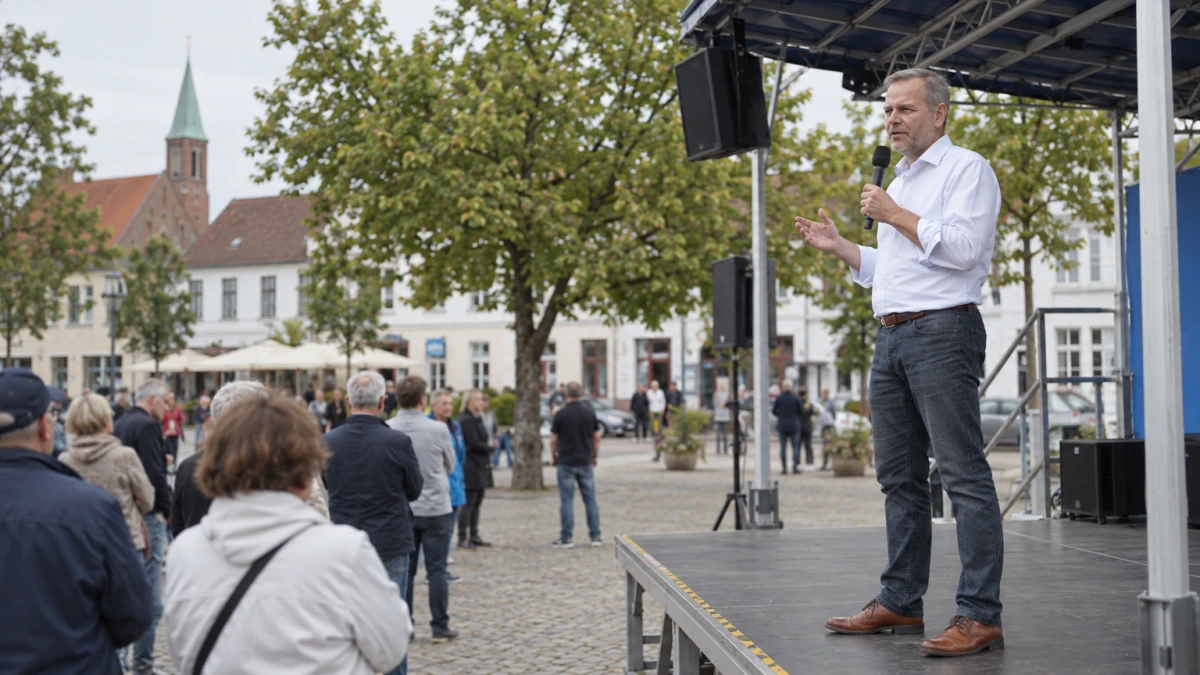 AfD-Wahlkampfabschluss in Bad Doberan: Holm umgibt sich mit Radikalen