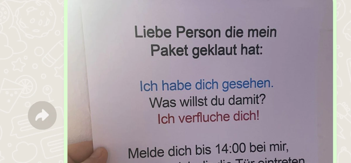 Er hat einfach das Paket eingesackt