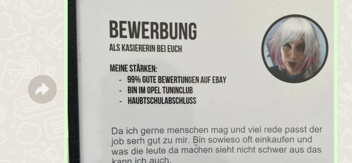 Wenn sie sich bei dir bewirbt