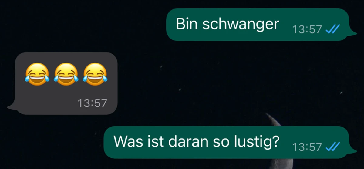 Er lässt sich nicht von der Schwangerschaft überzeugen