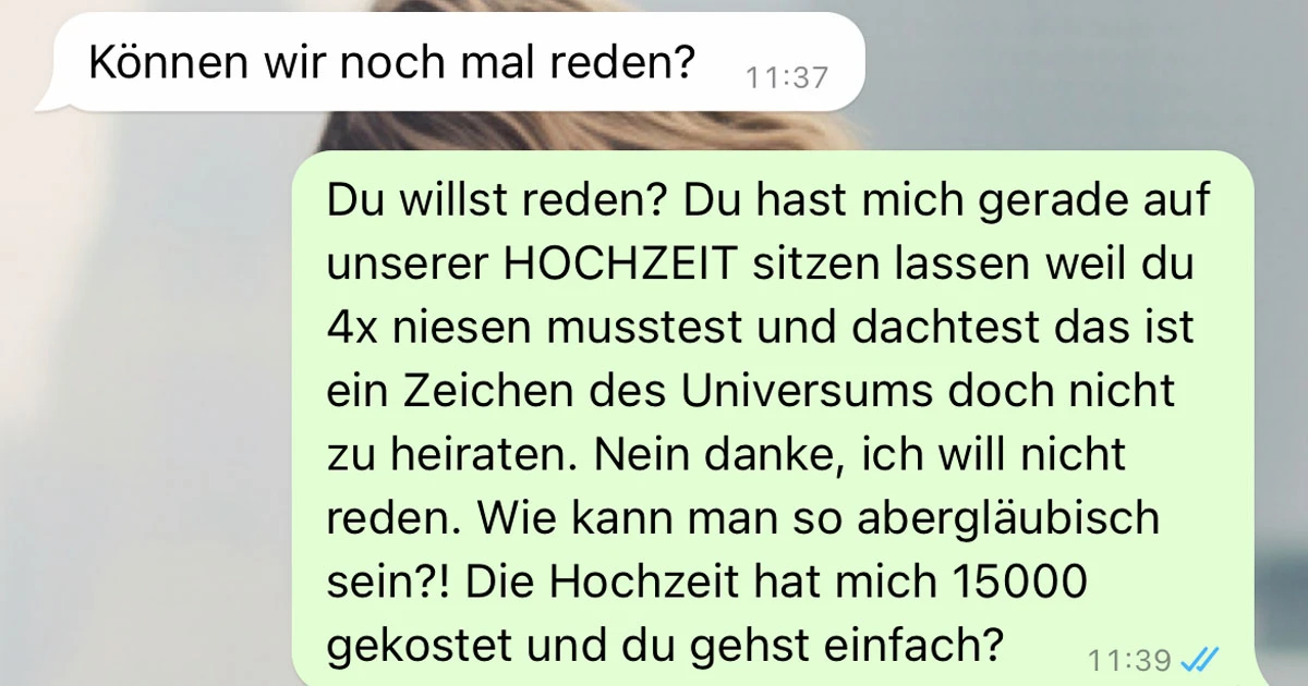 Bei der eigenen Hochzeit sitzengelassen worden