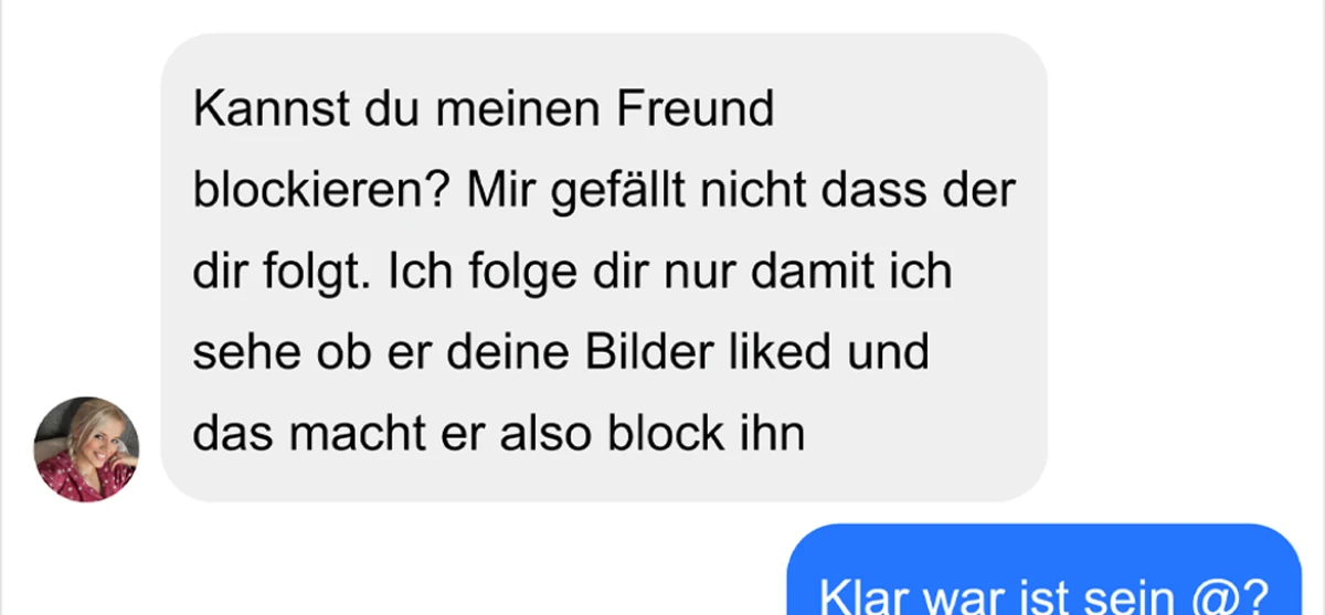 Sie soll ihren Freund blockieren und mach dann das đ