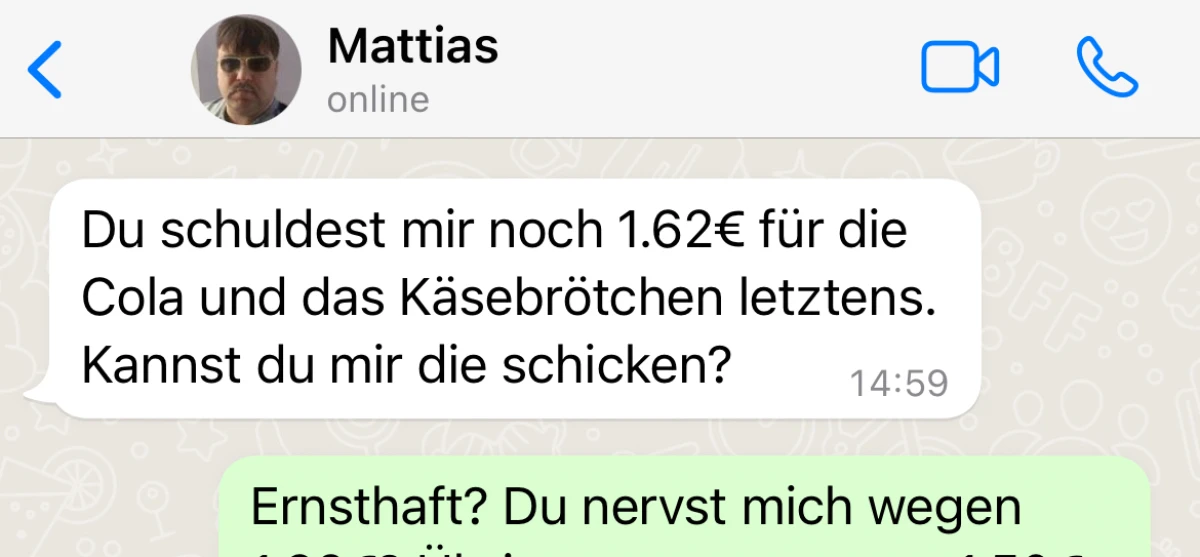 Er möchte jeden Cent zurück haben